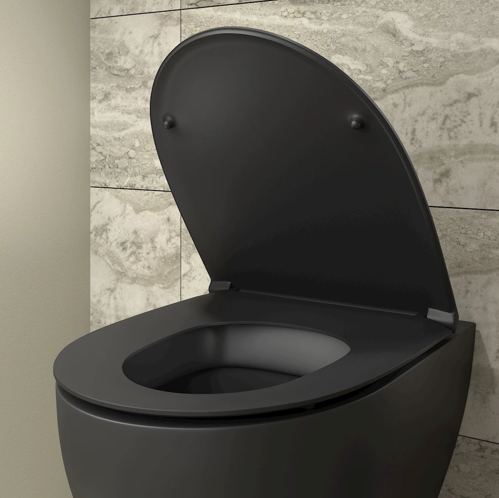 VB Lucca SLIM Universal toalettsete, sort matt VB Lucca SLIM Universal toalettsete, sort matt